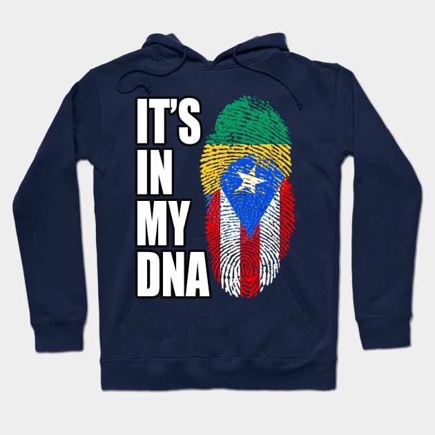 Puerto Rican And Gabonese Mix DNA Flag Heritage Hoodie by Just Rep It!!